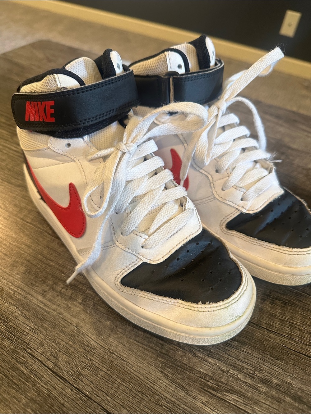 Nike Kids White, Black & Red High-Top Sneakers